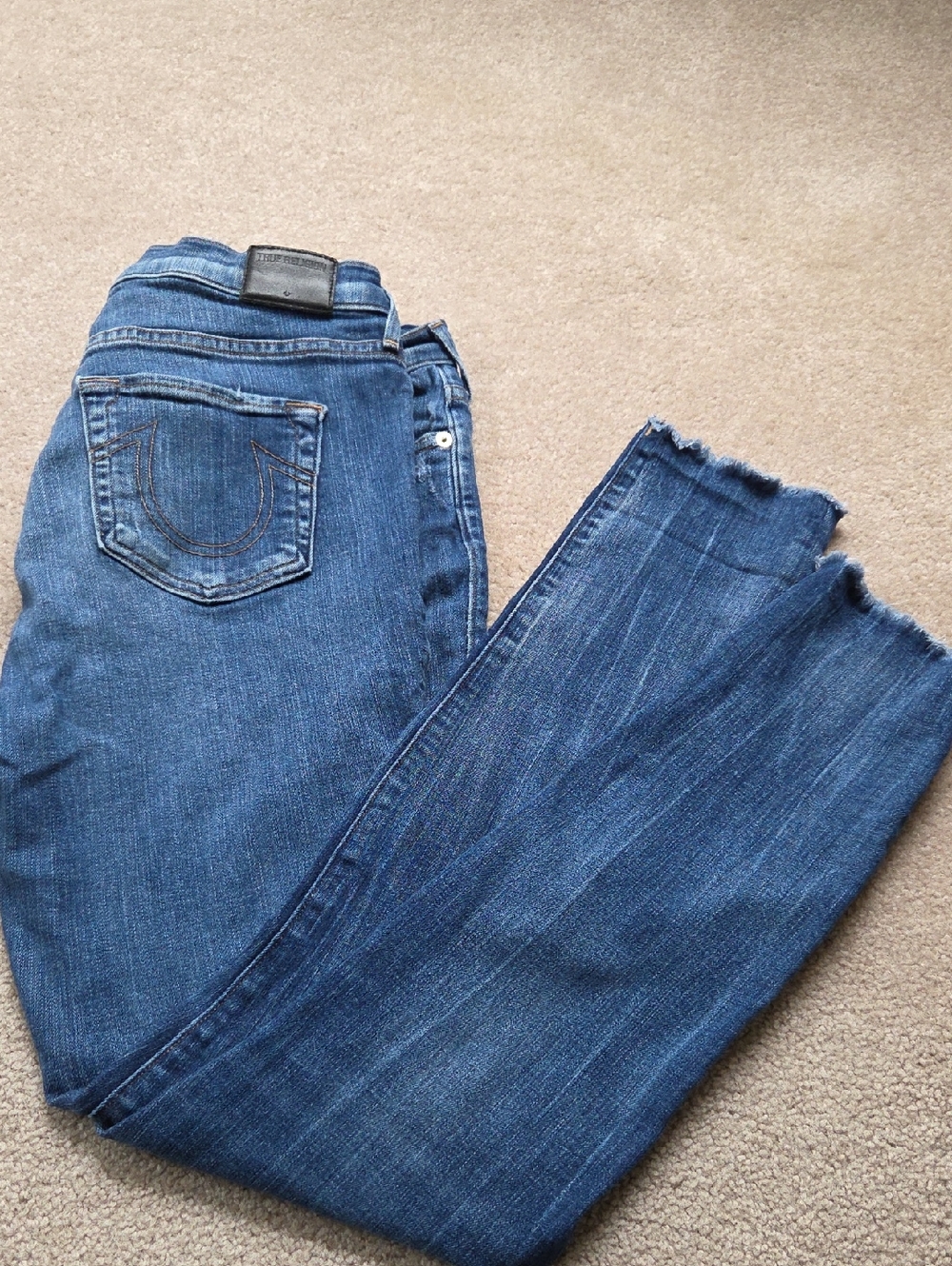 True Religion HALLE Mid Rise Raw Hem Jeans Size 29